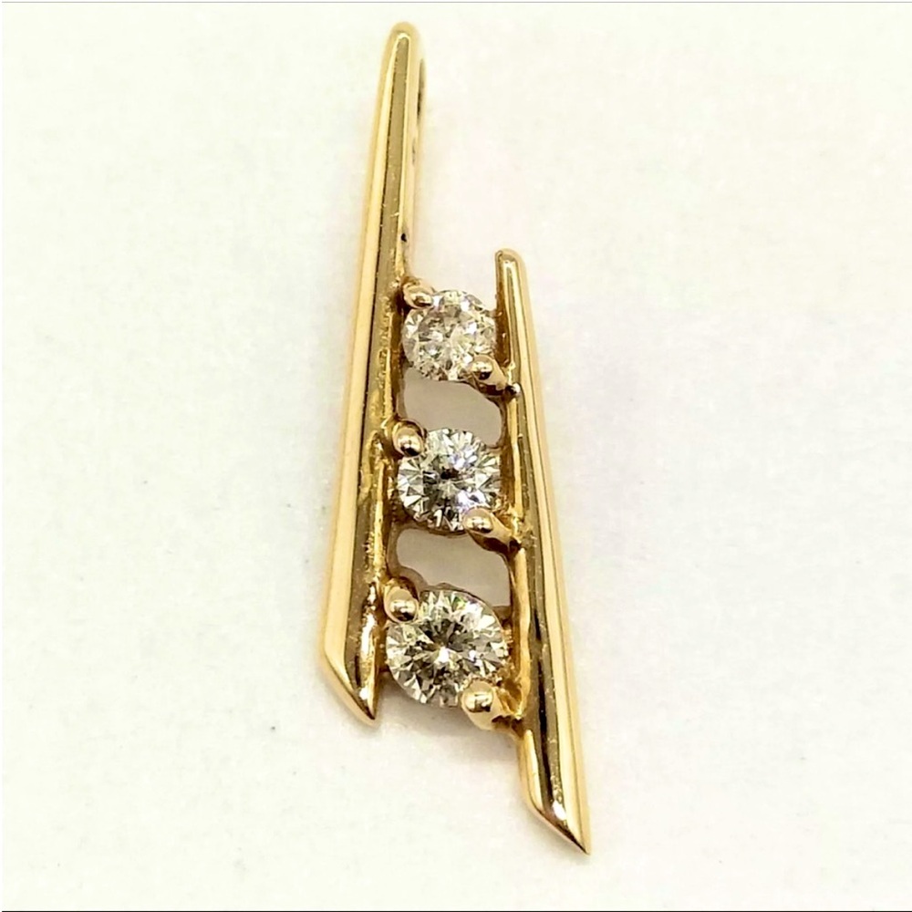 Solid 18k yellow gold & genuine natural diamond, white, vintage pendant necklace